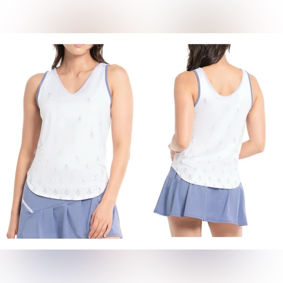 NEW Lucky In Love Breezy Ikat Print Tennis Tank Athletic Performance Size Medium - Picture 1 of 10